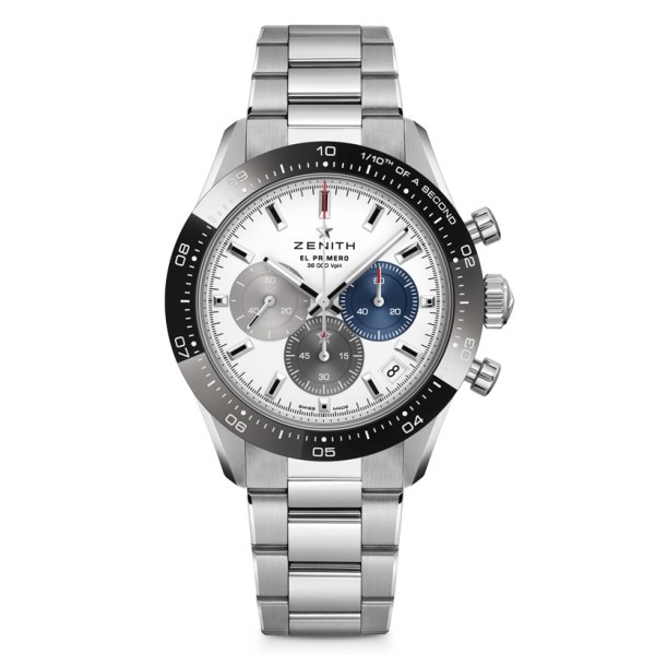 Montre Zenith Chronomaster Sport El Primero 3600 cadran blanc mat bracelet acier 41 mm ref. 03.3100.3600/69.M3100