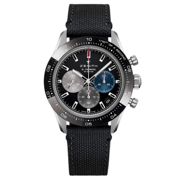 Zenith Chronomaster Sport El Primero 3600 watch black lacquered dial rubber strap 41 mm Ref. 03.3100.3600/21.C822
