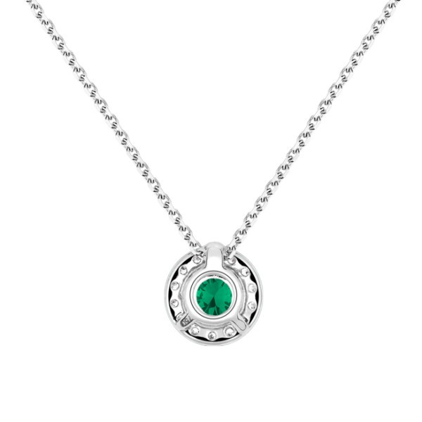 Collier Lepage Coquette en or blanc émeraude et diamants