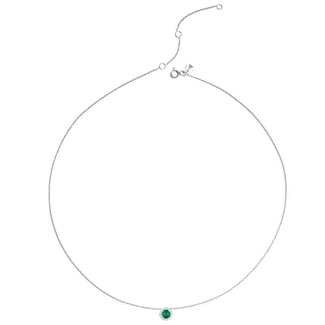 Collier Lepage Coquette en or blanc émeraude et diamants