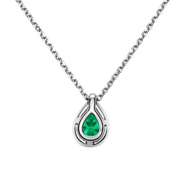 Collier Lepage Marceau en or blanc et émeraude taille poire