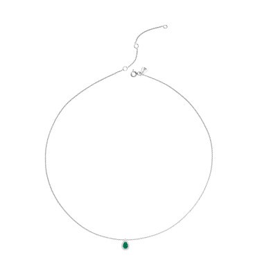 Collier Lepage Marceau en or blanc et émeraude taille poire