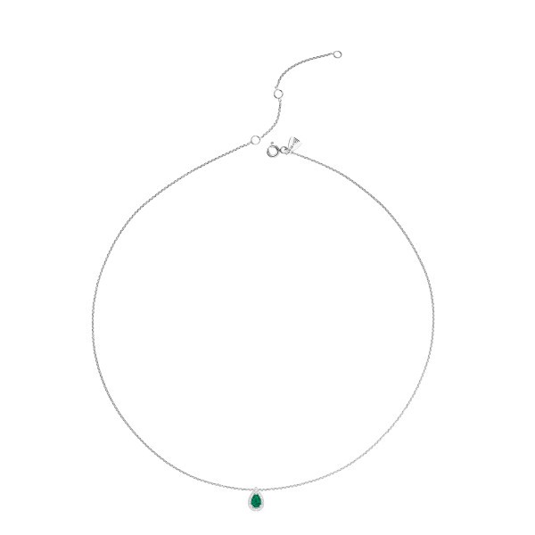 Collier Lepage Marceau en or blanc et émeraude taille poire