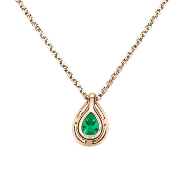 Collier Lepage Marceau en or rose et émeraude taille poire