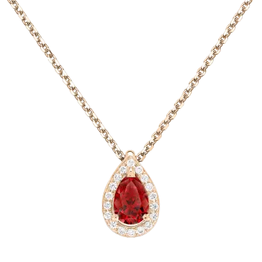 Collier Lepage Marceau en or rose et rubis taille poire