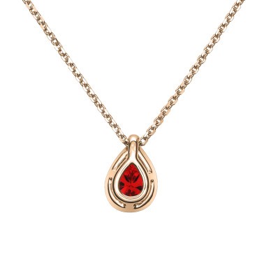 Collier Lepage Marceau en or rose et rubis taille poire