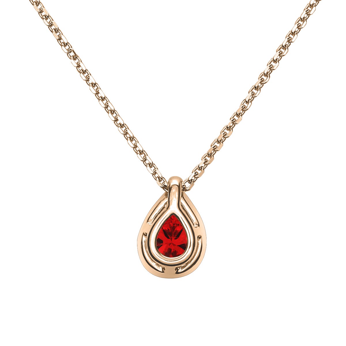 Collier Lepage Marceau en or rose et rubis taille poire