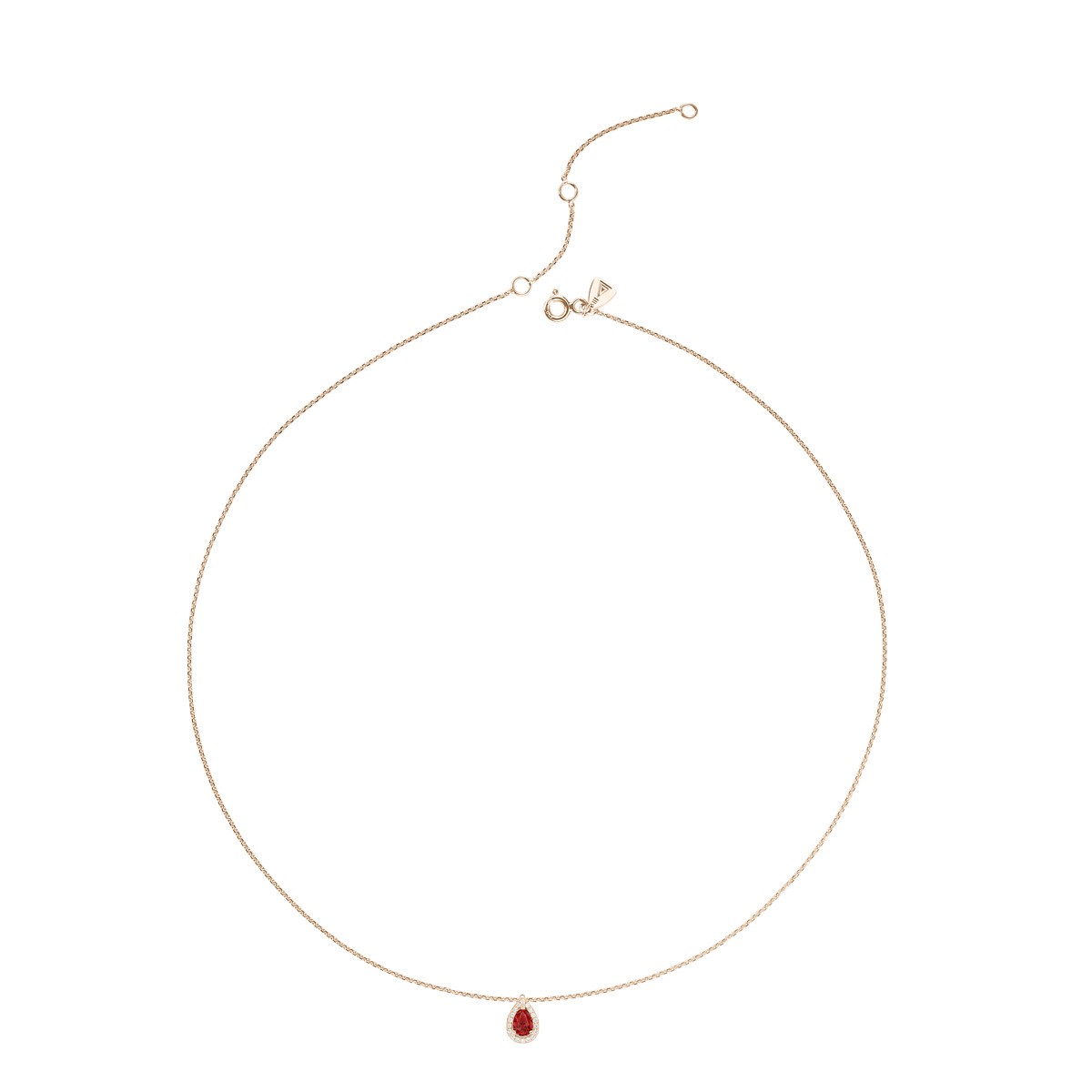 Collier Lepage Marceau en or rose et rubis taille poire