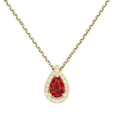 Collier Lepage Marceau en or jaune et rubis taille poire