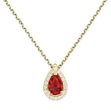Collier Lepage Marceau en or jaune et rubis taille poire