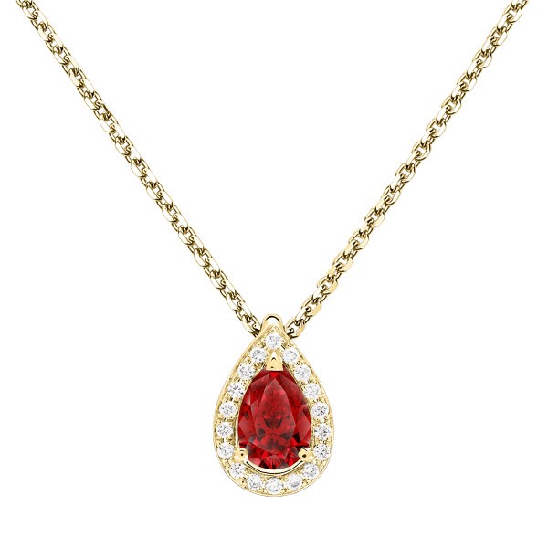 Collier Lepage Marceau en or jaune et rubis taille poire