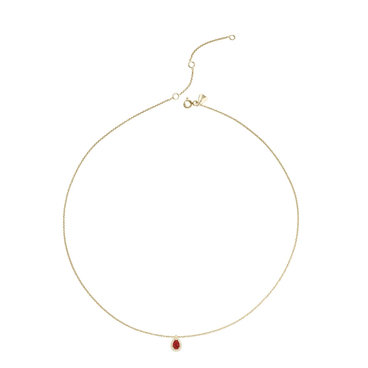 Collier Lepage Marceau en or jaune et rubis taille poire