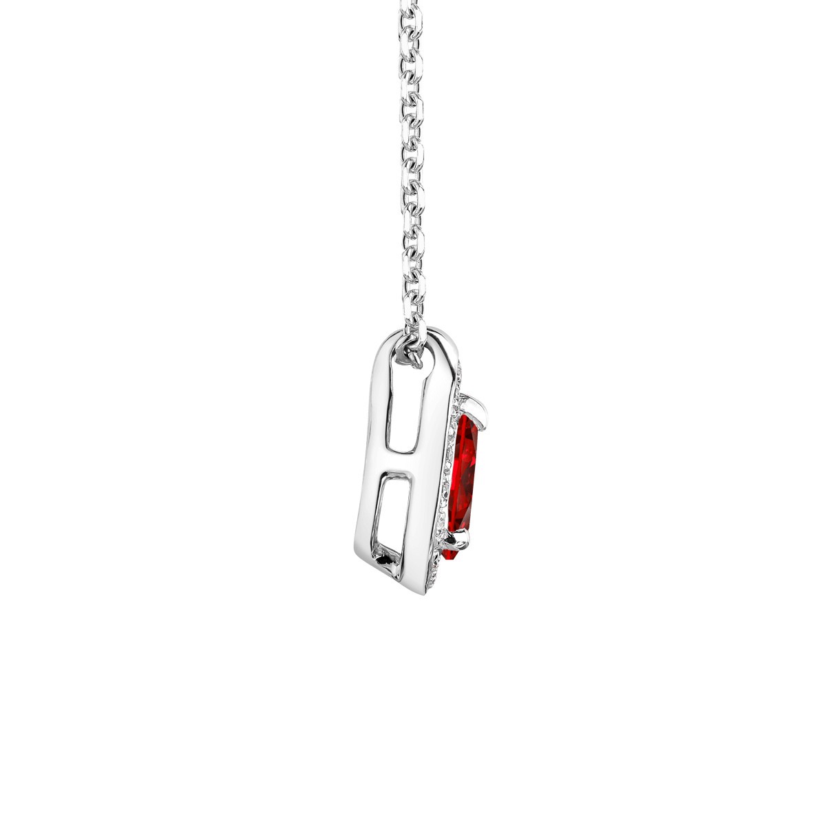 Collier Lepage Marceau en or blanc et rubis taille poire