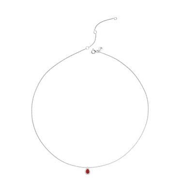 Collier Lepage Marceau en or blanc et rubis taille poire