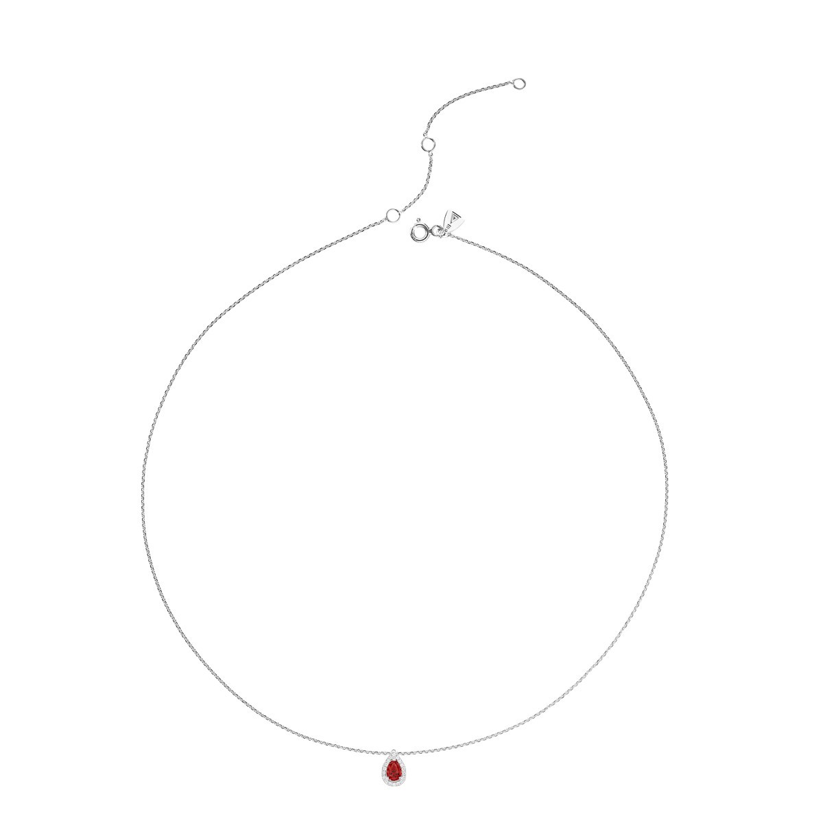 Collier Lepage Marceau en or blanc et rubis taille poire