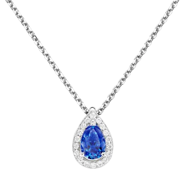 Collier Lepage Marceau en or blanc et saphir taille poire