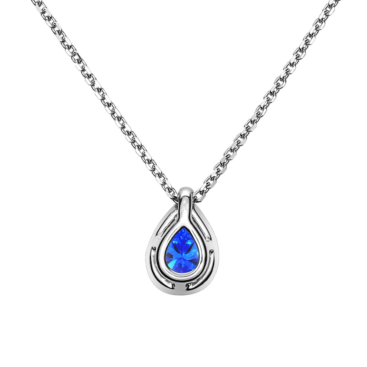 Collier Lepage Marceau en or blanc et saphir taille poire