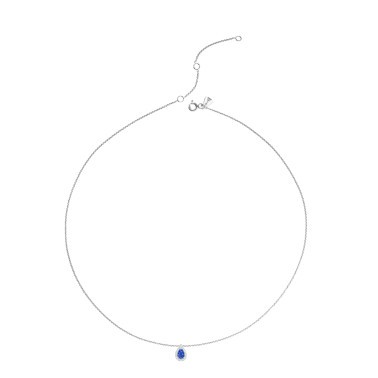 Collier Lepage Marceau en or blanc et saphir taille poire