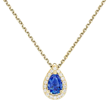 Collier Lepage Marceau en or jaune et saphir taille poire