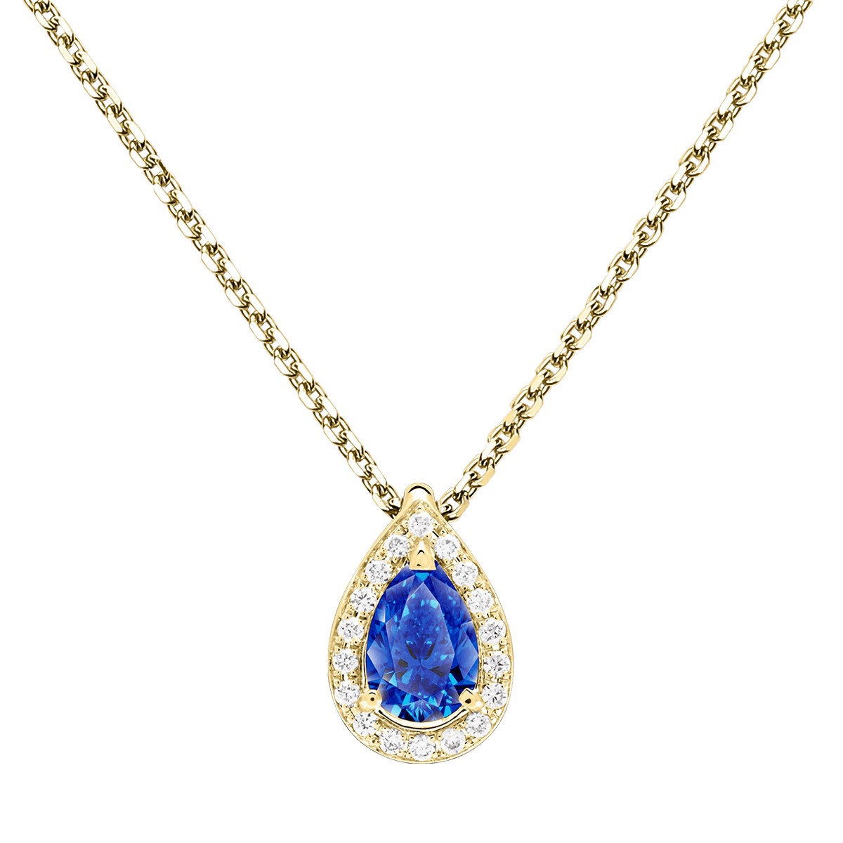 Collier Lepage Marceau en or jaune et saphir taille poire