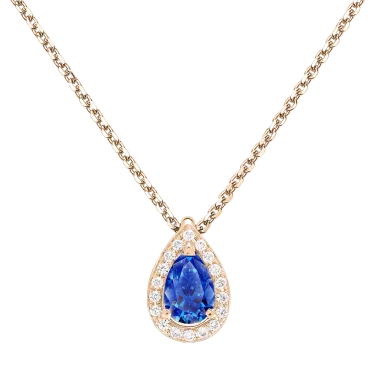 Collier Lepage Marceau en or rose et saphir taille poire
