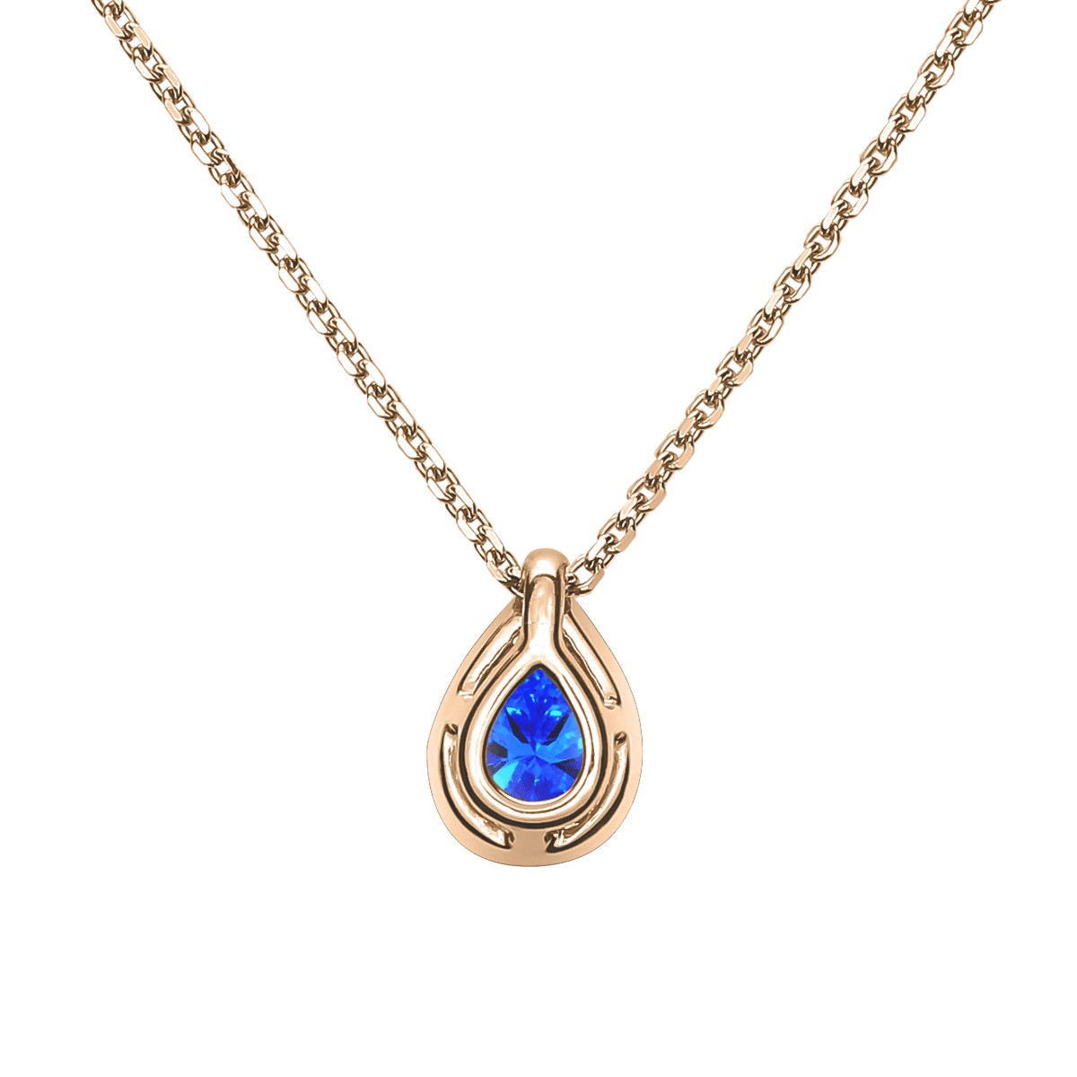 Collier Lepage Marceau en or rose et saphir taille poire