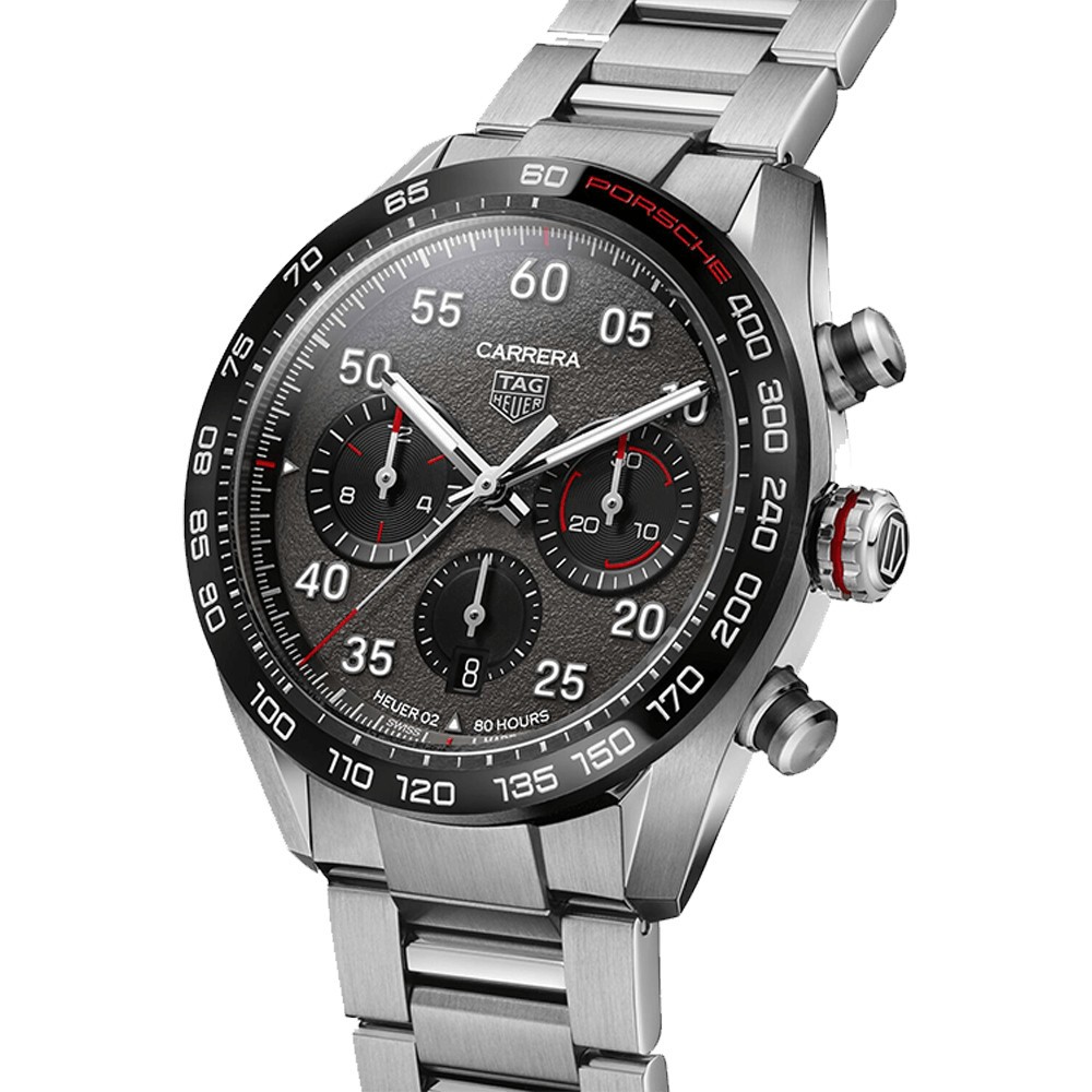 Montre TAG Heuer Carrera Porsche Calibre Heuer 02 Edition Spéciale cadran gris bracelet acier 44 mm CBN2A1F.BA0643