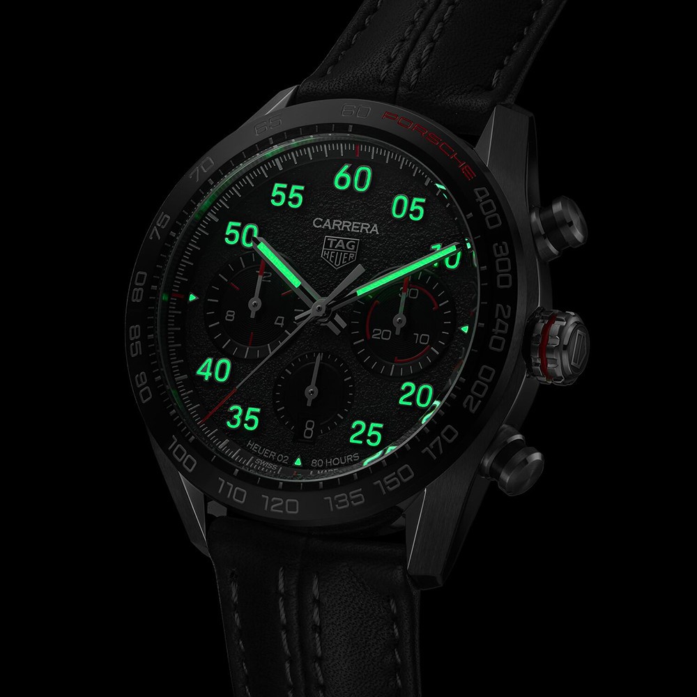 Montre TAG Heuer Carrera Porsche Calibre Heuer 02 Edition Spéciale cadran gris bracelet cuir 44 mm CBN2A1F.FC6492