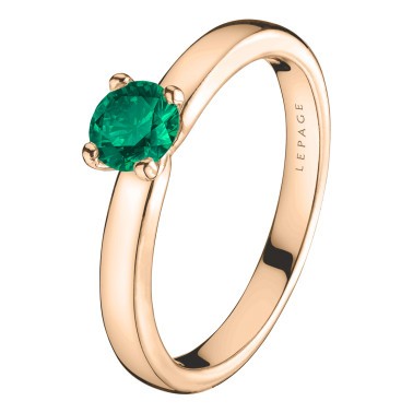 Solitaire Lepage Evidence en or rose émeraude brillant