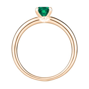 Solitaire Lepage Evidence en or rose émeraude brillant - Front