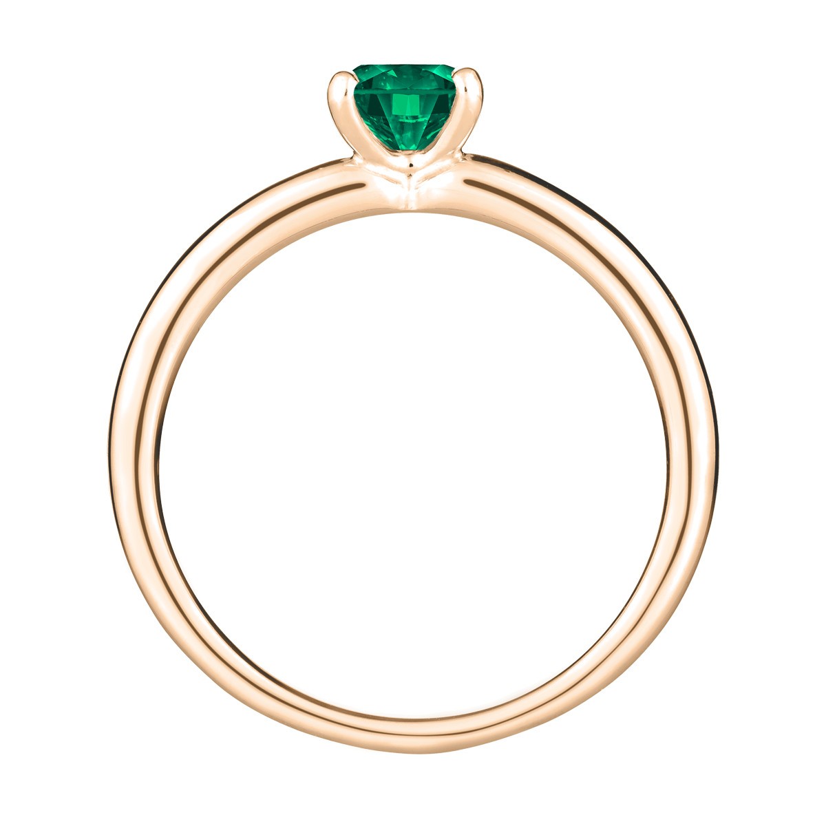 Solitaire Lepage Evidence en or rose émeraude brillant - Front