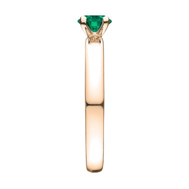 Solitaire Lepage Evidence en or rose émeraude brillant - Side