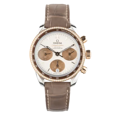 Omega Speedmaster chronograph watch in pink gold, steel and diamonds 38 mm Full Set 2019 324.28.38.50.02.002