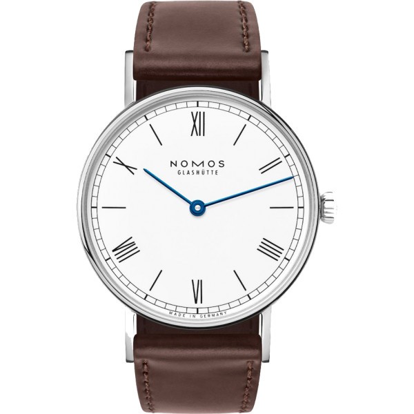 Watch NOMOS Ludwig 33 Duo mechanical dial white enamel brown leather strap 32,8 mm 242
