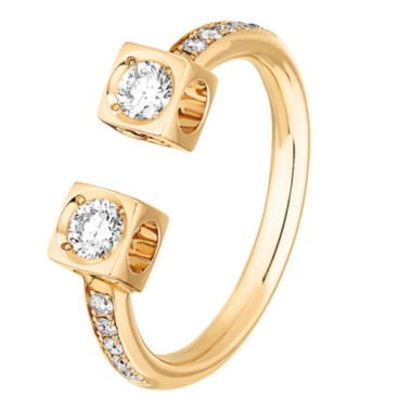 Bague Dinh Van Le Cube Diamant grand modèle en or jaune et diamants