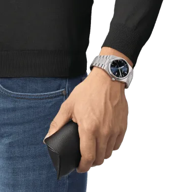 Montre Tissot T-Classic PRX Gent quartz cadran bleu bracelet acier 40 mm T137.410.11.041.00