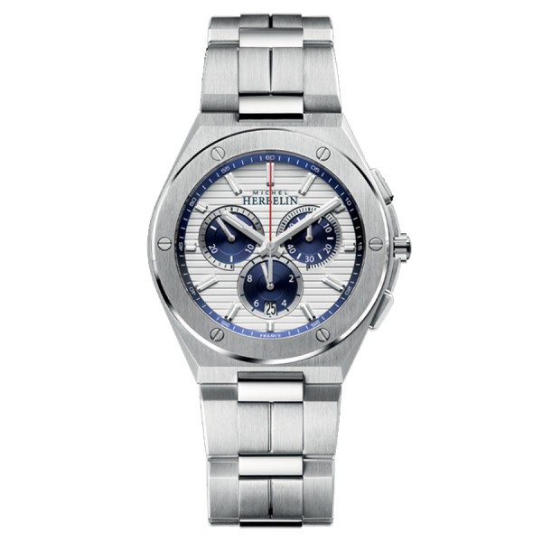 Watch Michel Herbelin Cap Camarat quartz chronograph France steel bracelet 42 mm 37645/B42