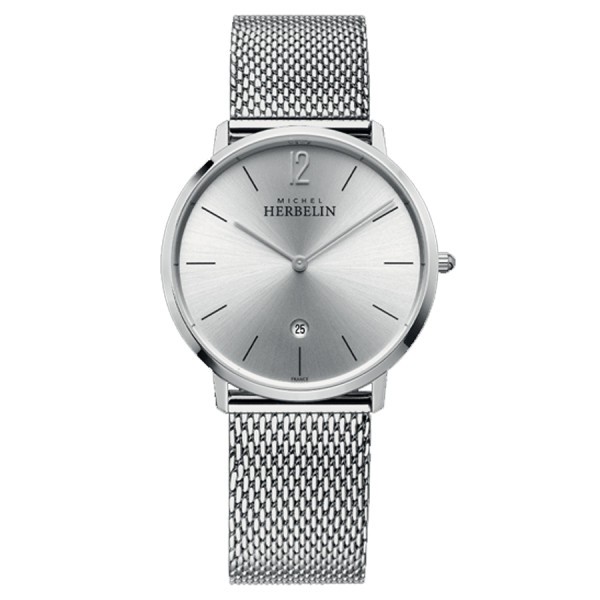 Montre Michel Herbelin City quartz cadran argent bracelet acier 38,7 mm 19515/11B