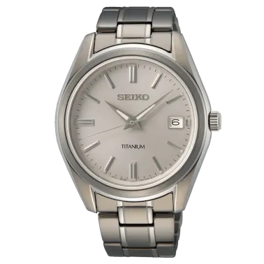 Montre Seiko Classique titane quartz cadran argent bracelet titane 40,2 mm SUR369P1