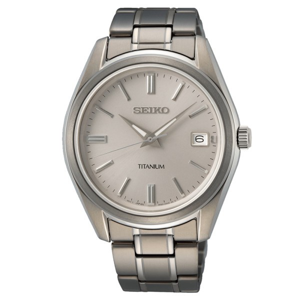 Montre Seiko Classique titane quartz cadran argent bracelet titane 40,2 mm SUR369P1