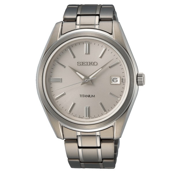 Seiko Classique titanium quartz watch silver dial 40.2 mm titanium bracelet SUR369P1