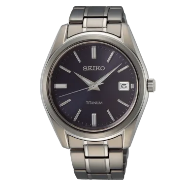 Montre Seiko Classique titane quartz cadran bleu  bracelet titane 40,2 mm SUR373P1