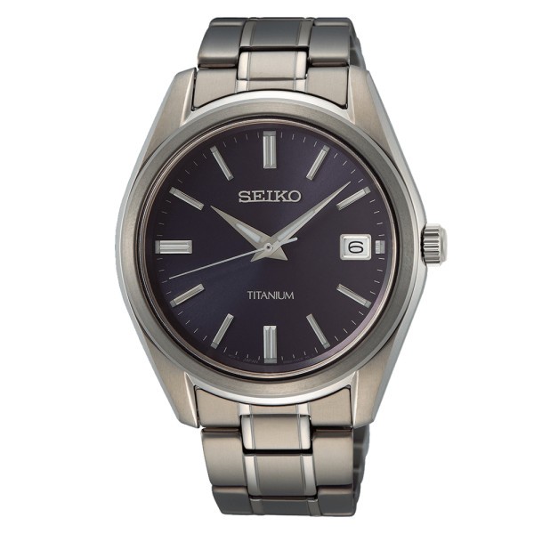 Montre Seiko Classique titane quartz cadran bleu  bracelet titane 40,2 mm SUR373P1