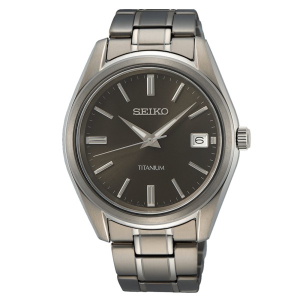 Seiko Classique titanium quartz watch slate dial 40.2 mm titanium bracelet SUR375P1