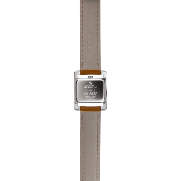 Montre Michel Herbelin V Avenue quartz cadran nacre chiffres romains bracelet cuir gold 22,5 x 17 mm 17037/09GO