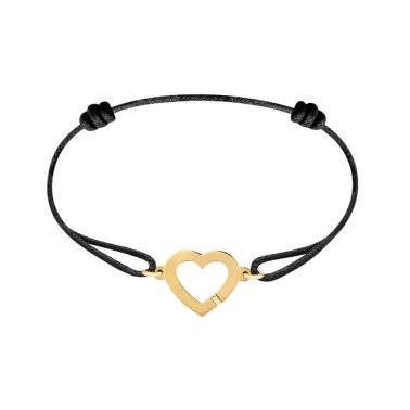 Bracelet Dinh Van Coeur en or jaune sur cordon