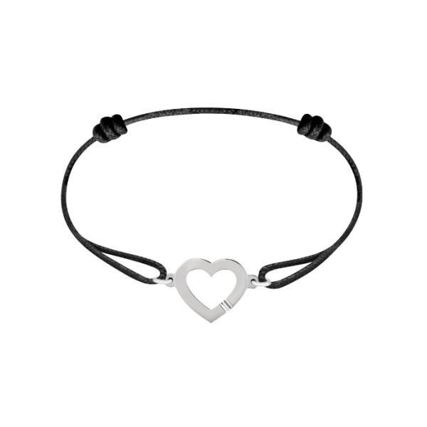 Bracelet Dinh Van Coeur en or blanc sur cordon