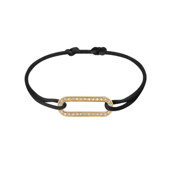 Bracelet Dinh Van Maillon L in yellow gold and diamonds on cord