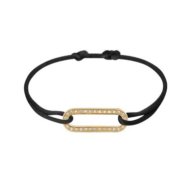 Bracelet Dinh Van Maillon L en or jaune et diamants sur cordon