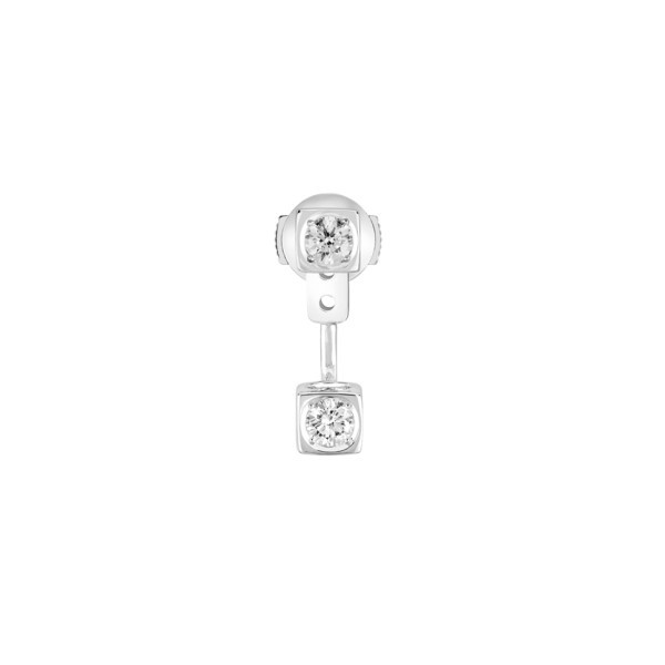 Mono boucle d'oreille Dinh Van Le Cube Diamant en or blanc et diamants